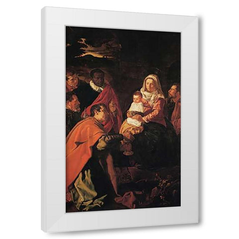 The Adoration Of The Magi White Modern Wood Framed Art Print by Velazquez, Diego