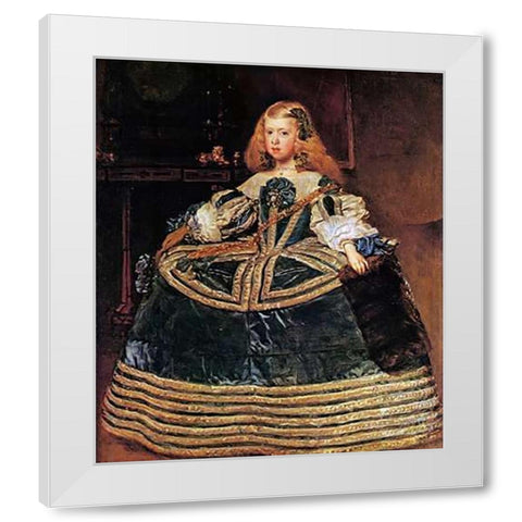 The Infanta Margarita In A Blue Dress White Modern Wood Framed Art Print by Velazquez, Diego