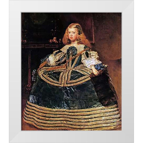 The Infanta Margarita In A Blue Dress White Modern Wood Framed Art Print by Velazquez, Diego