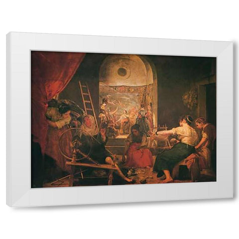 The Spinners The Fable Of Arachne White Modern Wood Framed Art Print by Velazquez, Diego