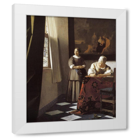 The Letter White Modern Wood Framed Art Print by Vermeer, Johannes