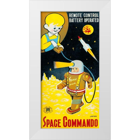 Space Commando White Modern Wood Framed Art Print by Retrobot