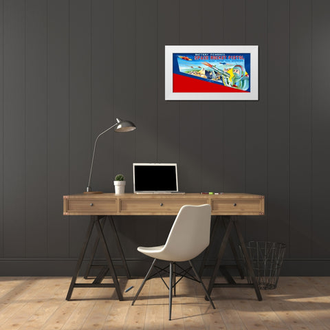 Space Rocket Pistol White Modern Wood Framed Art Print by Retrobot