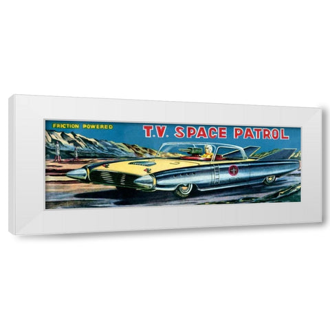 T.V. Space Patrol Car White Modern Wood Framed Art Print by Retrobot