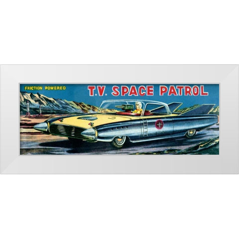 T.V. Space Patrol Car White Modern Wood Framed Art Print by Retrobot