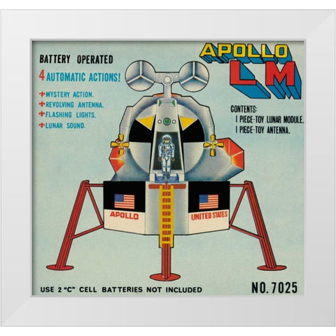 Apollo L-M (Lunar Module) White Modern Wood Framed Art Print by Retrobot