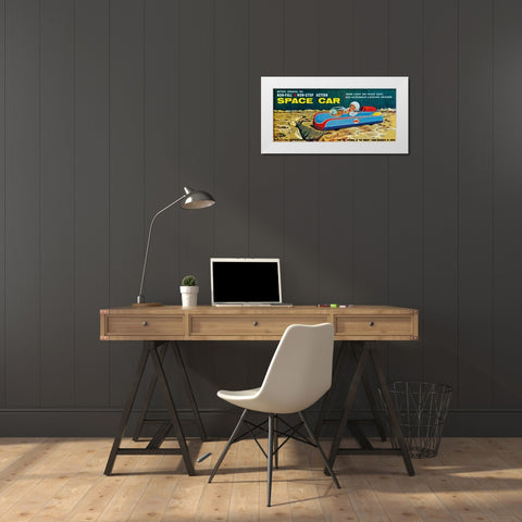 Space Car White Modern Wood Framed Art Print by Retrobot