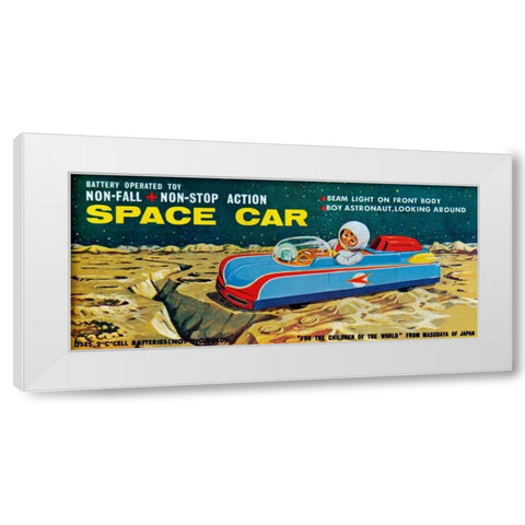 Space Car White Modern Wood Framed Art Print by Retrobot