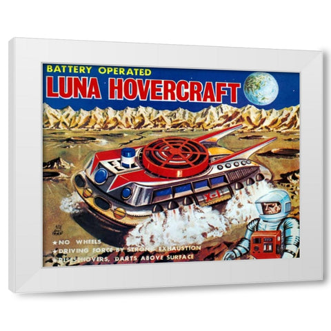 Luna Hovercraft White Modern Wood Framed Art Print by Retrobot