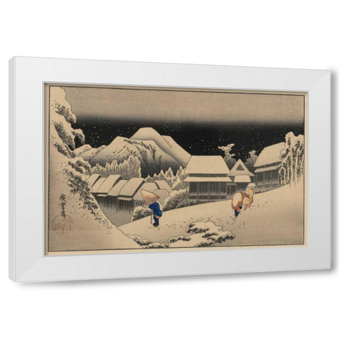 Kanbara White Modern Wood Framed Art Print by Hiroshige, Ando