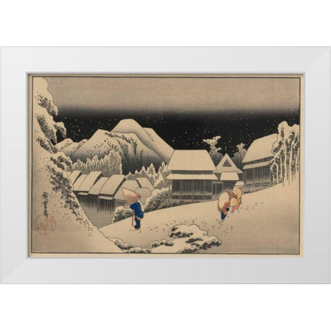Kanbara White Modern Wood Framed Art Print by Hiroshige, Ando