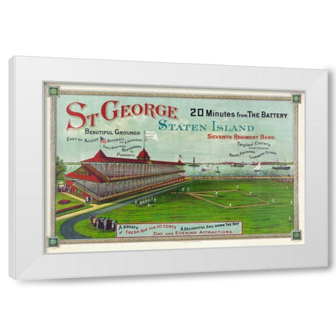 Baseball game being played at St. George Park White Modern Wood Framed Art Print by Unknown