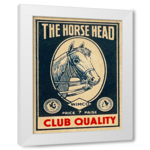 Horse Head Club Quality Matches White Modern Wood Framed Art Print by Phillumenart