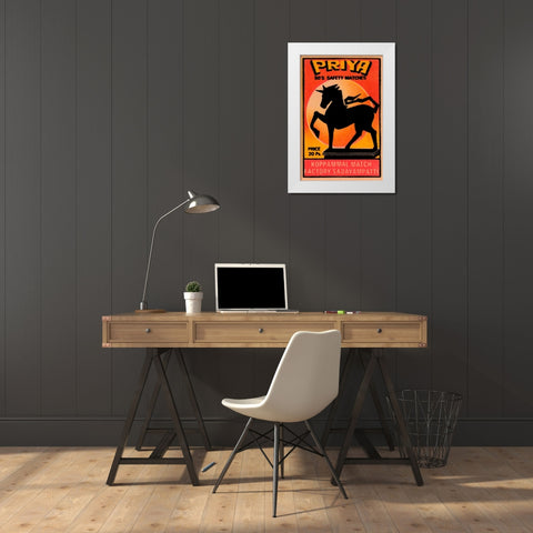 Priya 50s Safety Matches White Modern Wood Framed Art Print by Phillumenart