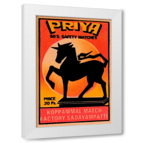 Priya 50s Safety Matches White Modern Wood Framed Art Print by Phillumenart