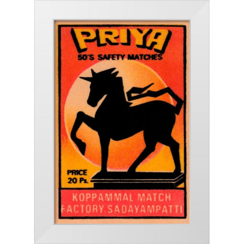 Priya 50s Safety Matches White Modern Wood Framed Art Print by Phillumenart