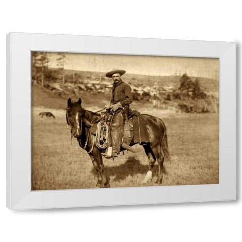 Cow Boy White Modern Wood Framed Art Print by Grabill, John C.H.