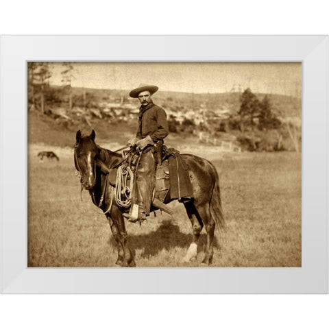 Cow Boy White Modern Wood Framed Art Print by Grabill, John C.H.