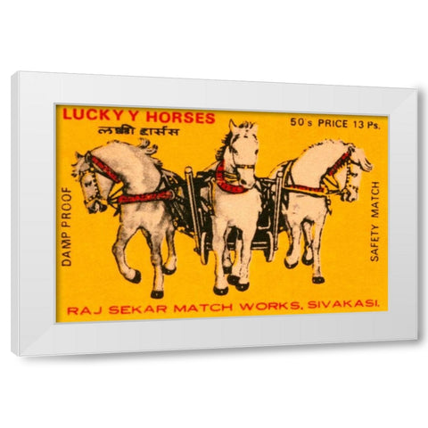 Lucky Horses Matches White Modern Wood Framed Art Print by Phillumenart