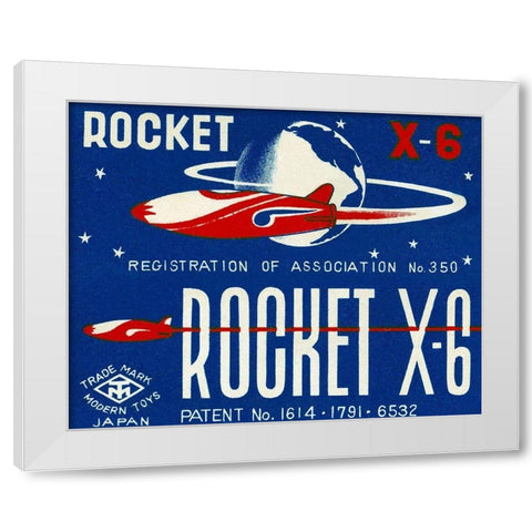 Rocket X-6 White Modern Wood Framed Art Print by Retrobot
