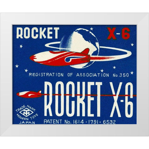Rocket X-6 White Modern Wood Framed Art Print by Retrobot