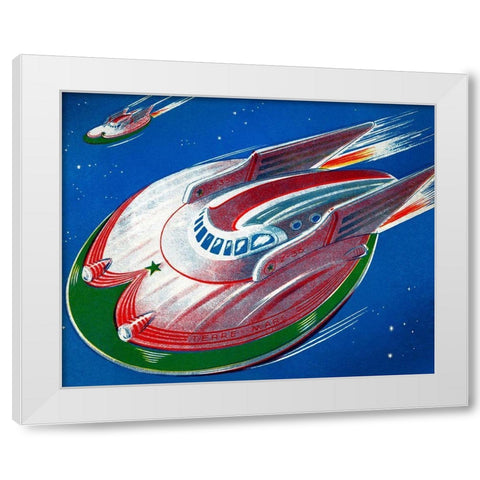 UFO White Modern Wood Framed Art Print by Retrobot