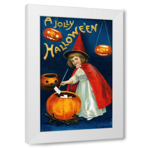 A Jolly Halloween White Modern Wood Framed Art Print by Halloween