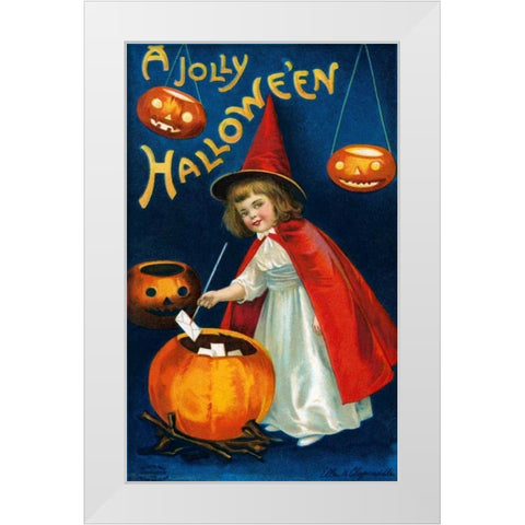 A Jolly Halloween White Modern Wood Framed Art Print by Halloween