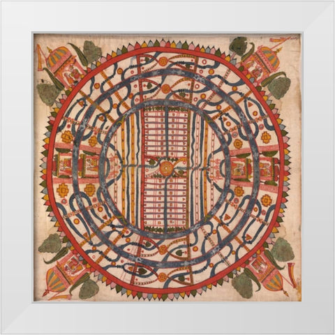 Manu?yaloka, map of the world of man, according to Jain cosmological traditions White Modern Wood Framed Art Print by Unknown