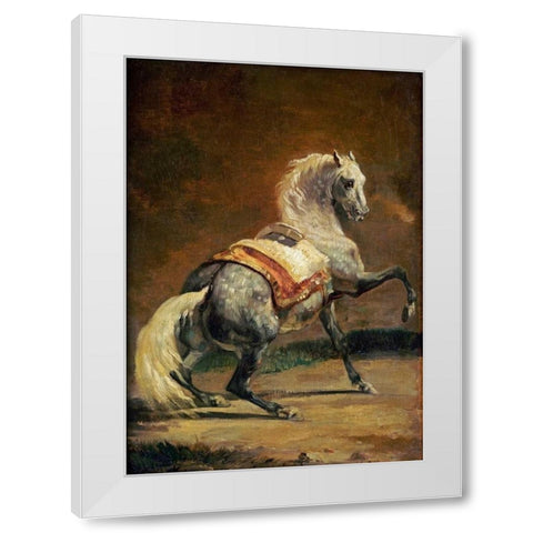 Dappled Grey Horse - Reversed White Modern Wood Framed Art Print by Gericault, Theodore