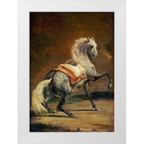 Dappled Grey Horse - Reversed White Modern Wood Framed Art Print by Gericault, Theodore