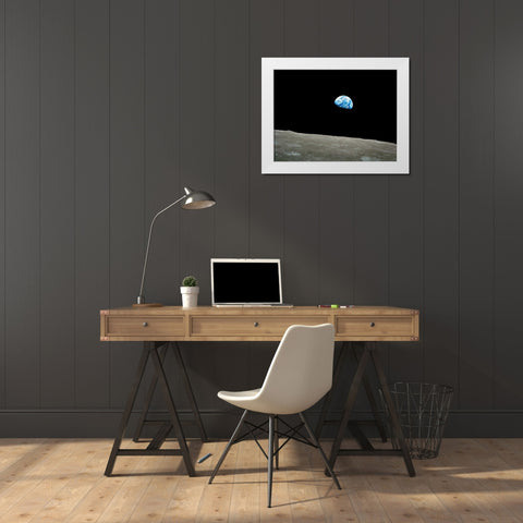 Earthrise, Apollo 8, December 24, 1968 White Modern Wood Framed Art Print by NASA