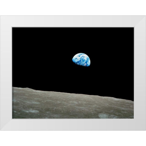 Earthrise, Apollo 8, December 24, 1968 White Modern Wood Framed Art Print by NASA