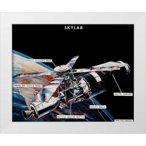 Skylab Components: Conceptual Drawing, 1974 White Modern Wood Framed Art Print by NASA