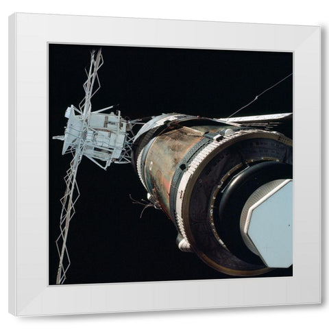 Skylab 1 Orbital Workshop, Viewed from Skylab 2 Command Module, 1973 White Modern Wood Framed Art Print by NASA