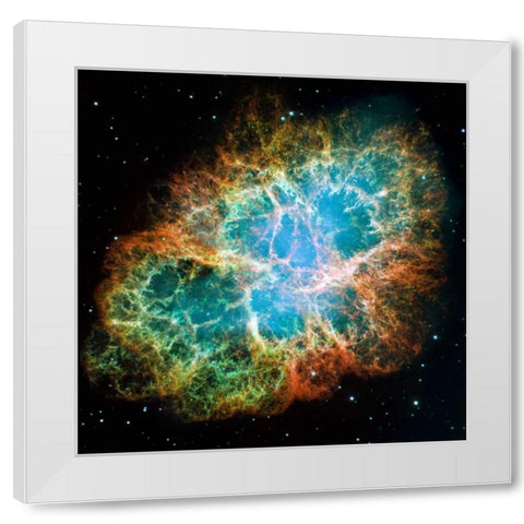Crab Nebula Mosaic White Modern Wood Framed Art Print by NASA
