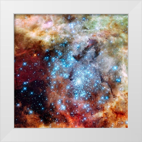 Merging Clusters in 30 Doradus White Modern Wood Framed Art Print by NASA