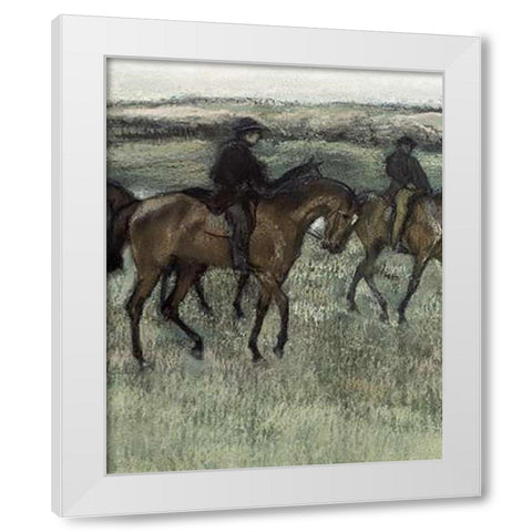 Race Horses (center) White Modern Wood Framed Art Print by Degas, Edgar