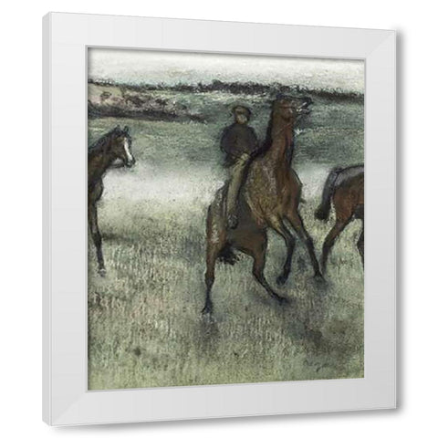 Race Horses (right) White Modern Wood Framed Art Print by Degas, Edgar