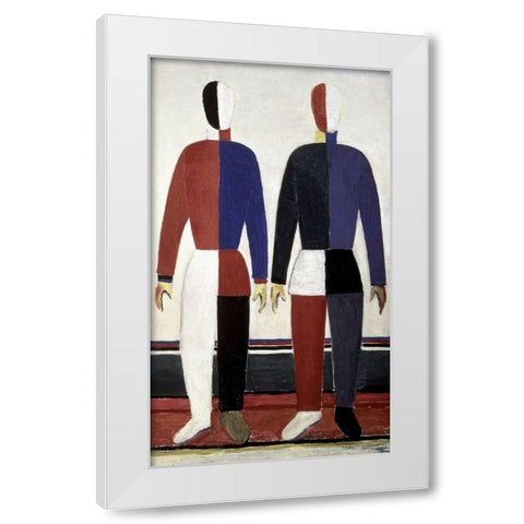 Sportsmen (right) White Modern Wood Framed Art Print by Malevich, Kazimir