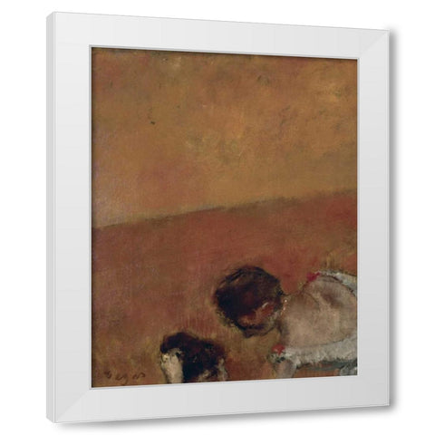 Danseuses Montant Un Escalier - left White Modern Wood Framed Art Print by Degas, Edgar