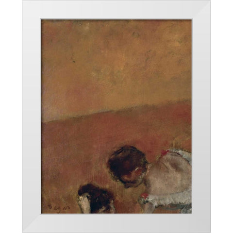 Danseuses Montant Un Escalier - left White Modern Wood Framed Art Print by Degas, Edgar