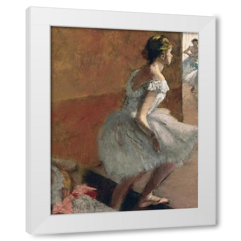 Danseuses Montant Un Escalier - center White Modern Wood Framed Art Print by Degas, Edgar