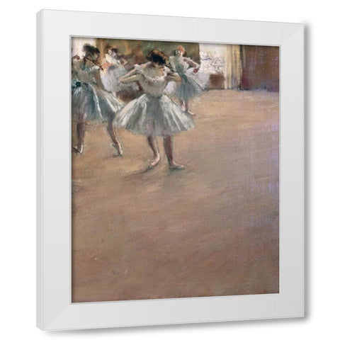 Danseuses Montant Un Escalier - right White Modern Wood Framed Art Print by Degas, Edgar