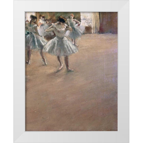 Danseuses Montant Un Escalier - right White Modern Wood Framed Art Print by Degas, Edgar