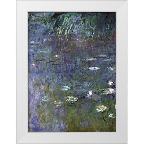 Water Lilies: Morning, c. 1914-26 (right) White Modern Wood Framed Art Print by Monet, Claude