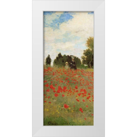 Field Of Poppies - Les Coquelicots 1873 - left White Modern Wood Framed Art Print by Monet, Claude