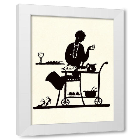 Homemaker Takes Items From a Serving Cart White Modern Wood Framed Art Print by Parrish, Maxfield