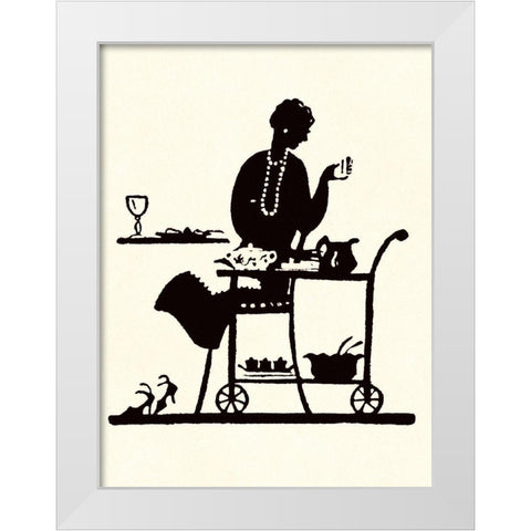 Homemaker Takes Items From a Serving Cart White Modern Wood Framed Art Print by Parrish, Maxfield