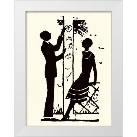 Suitor Pulls a Heart From a Trellis White Modern Wood Framed Art Print by Parrish, Maxfield